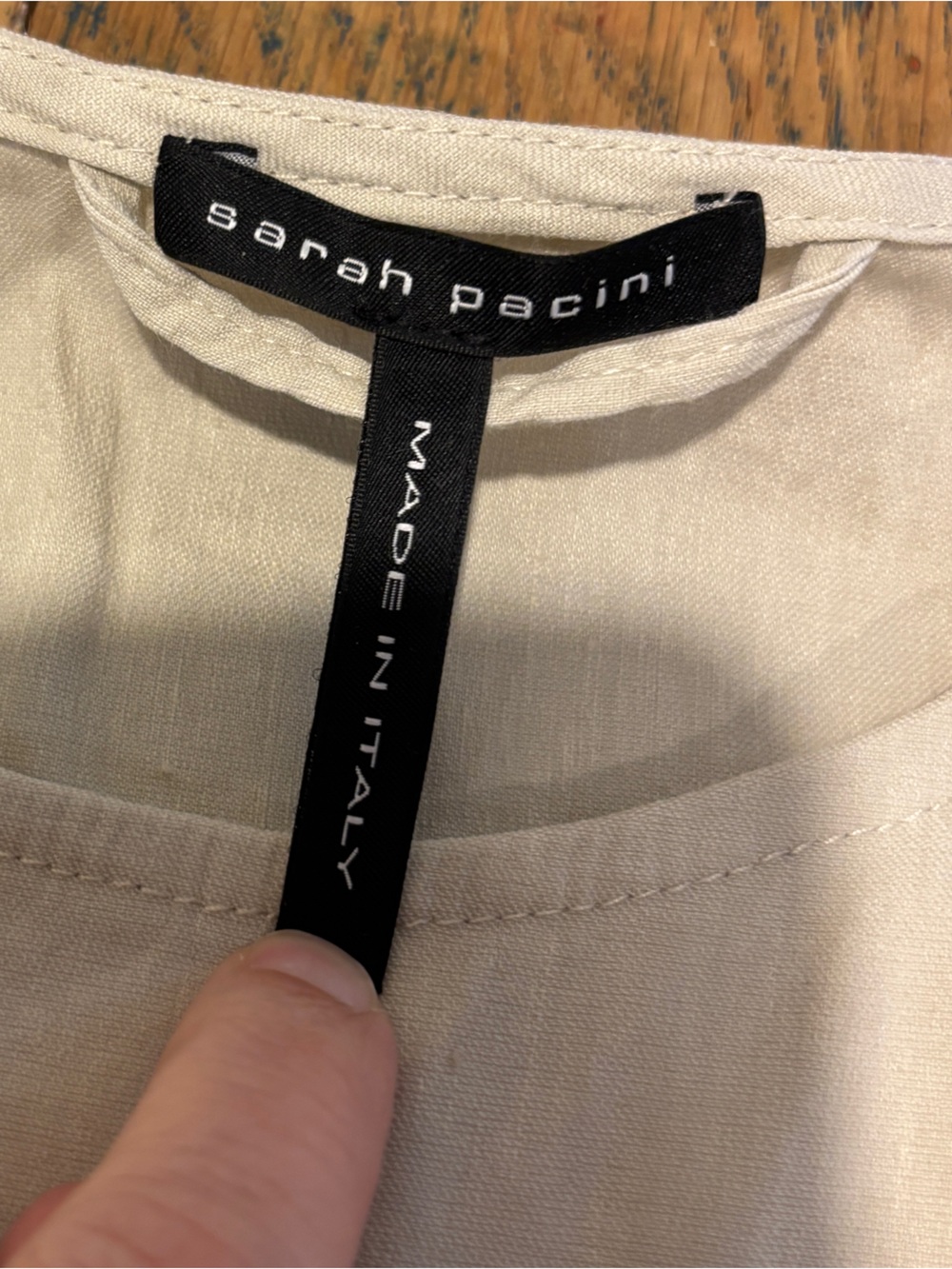 SARAH PACINI Beige Linen Blend Dress Size 0 XS - Picture 3 of 15